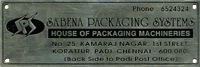 Ceiling Machine Name Plate